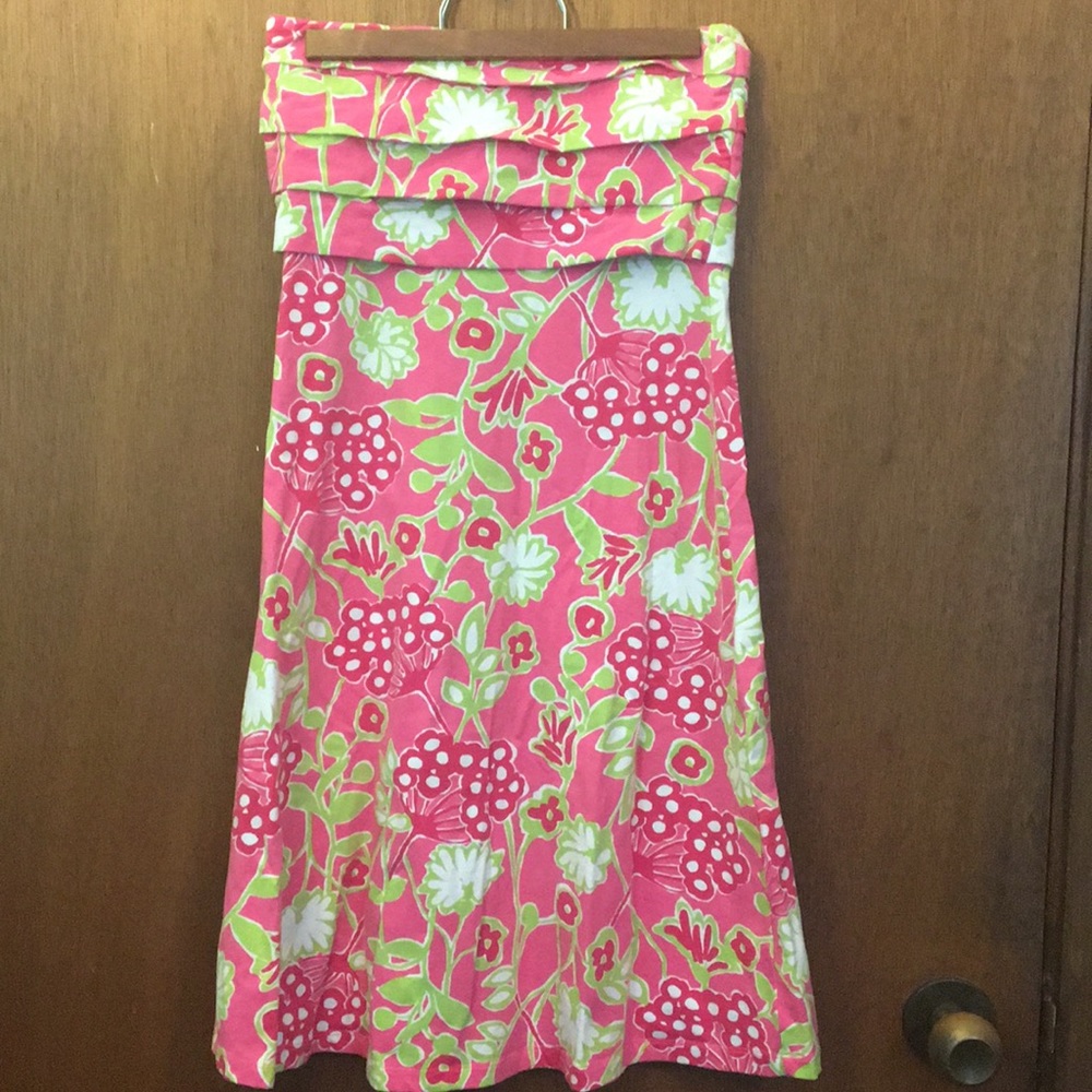 Lilly Pulitzer Hot Pink Floral Strapless Dress